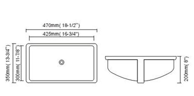 Dax-202-C Modern Bathroom Undermount Sink (Ceramic)