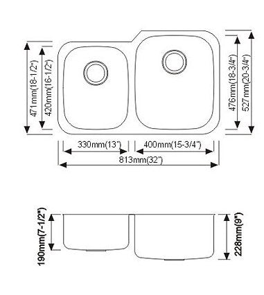 Dax-3120-R Modern Undermount Double Bowl Kitchen Sink