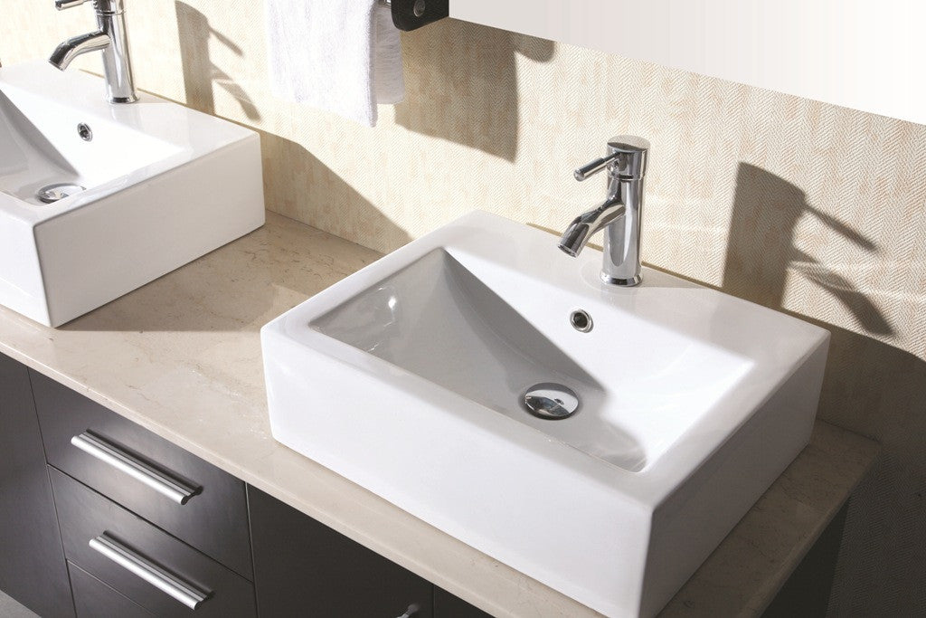 DESIGN ELEMENT Portland 61" Double Sink Bathroom Vanity with Vessel Sinks