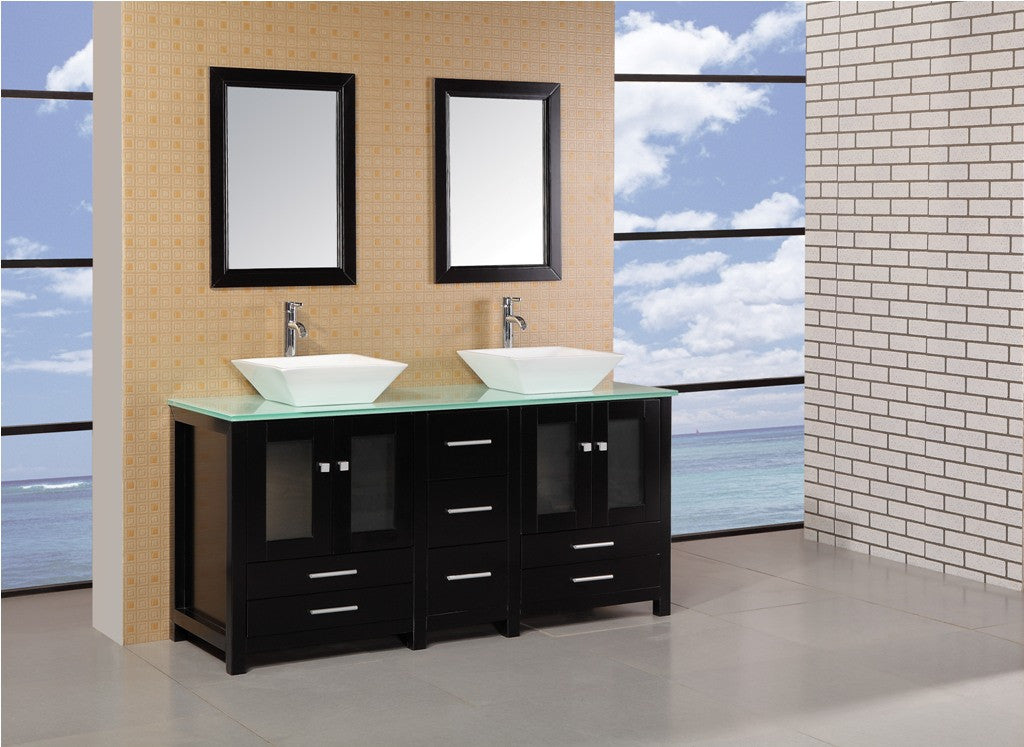 DESIGN ELEMENT Arlington 61" Green Counter Double Sink Vanity Set - Dark Espresso