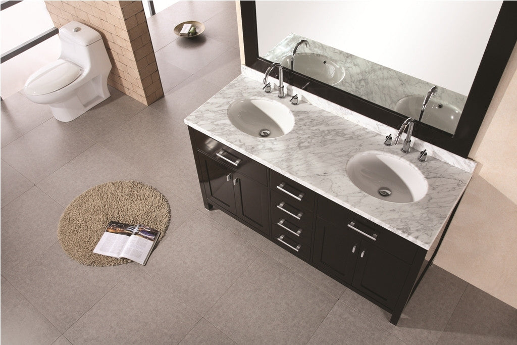 DESIGN ELEMENT London 61" Double Sink Vanity Set in Espresso Finish