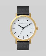 Brushed Gold / Black Leather