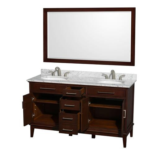 Hatton 60-Inch Double Bathroom Vanity - Dark Chestnut