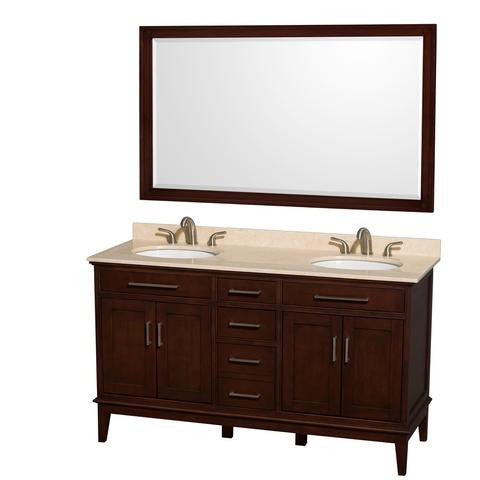Hatton 60-Inch Double Bathroom Vanity - Dark Chestnut