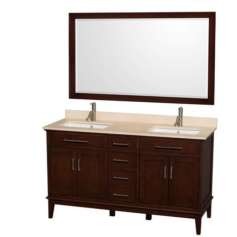 Hatton 60-Inch Double Bathroom Vanity - Dark Chestnut