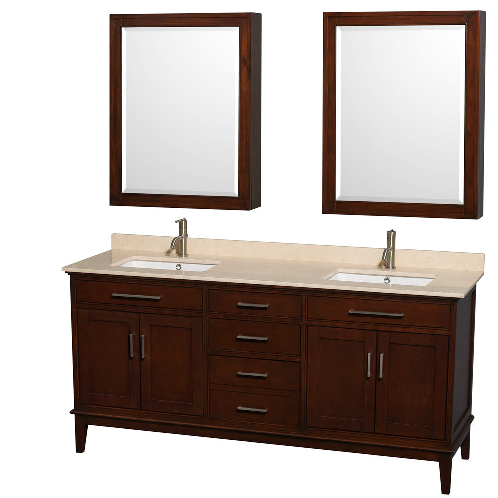 Hatton 72-Inch Double Bathroom Vanity - Dark Chestnut