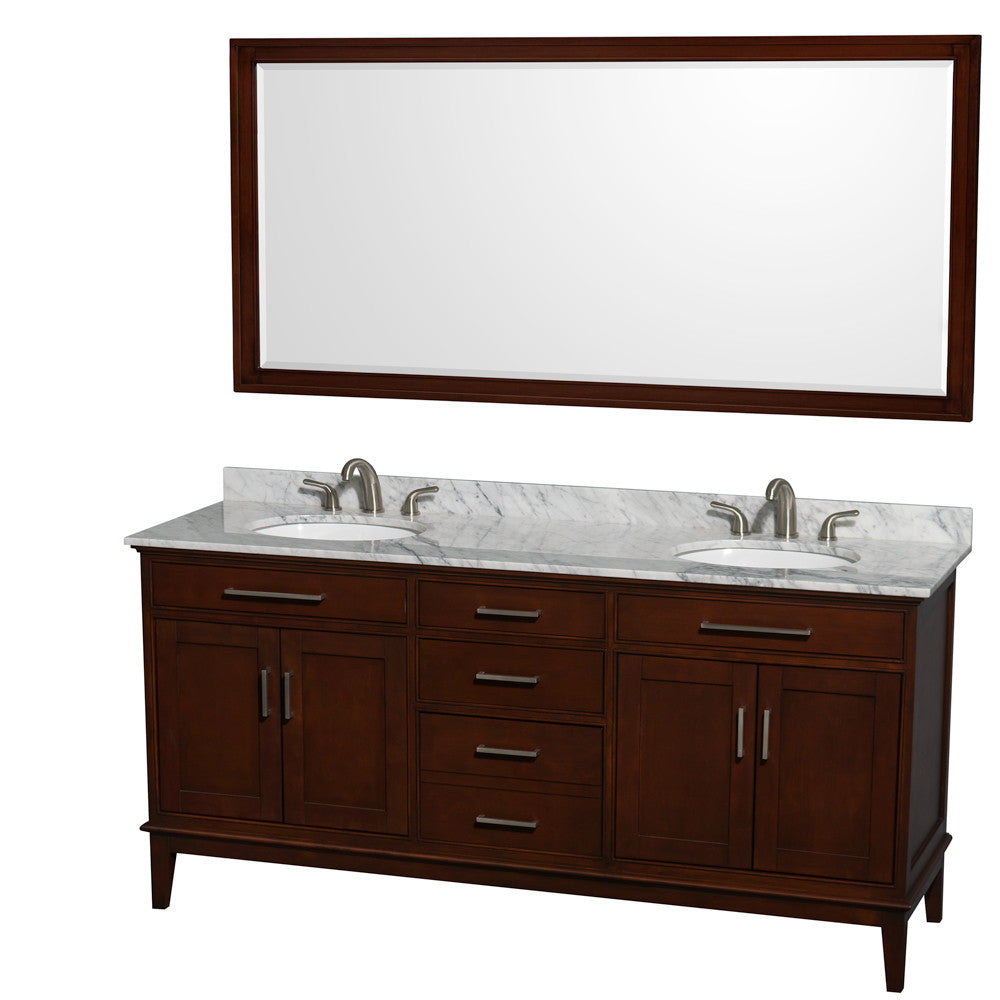 Hatton 72-Inch Double Bathroom Vanity - Dark Chestnut