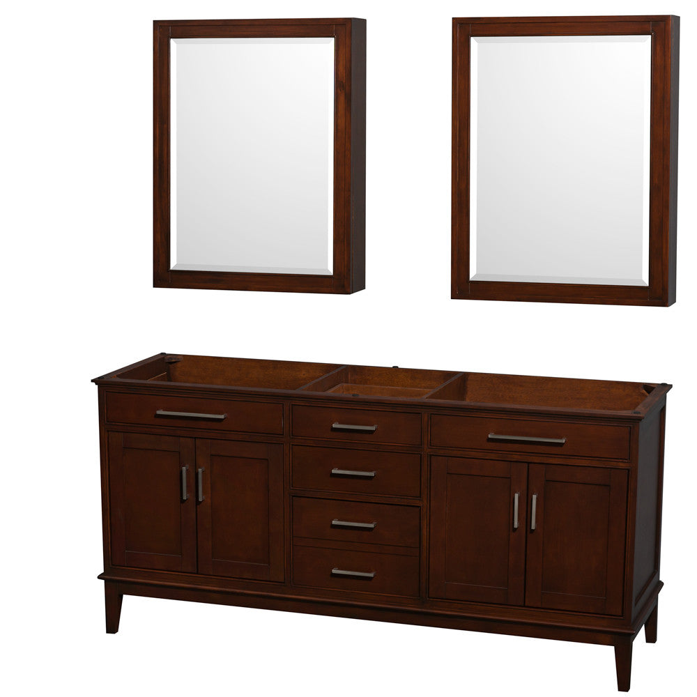 Hatton 72-Inch Double Bathroom Vanity - Dark Chestnut
