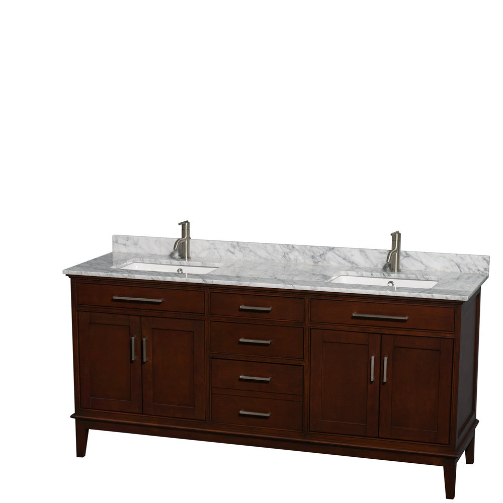 Hatton 72-Inch Double Bathroom Vanity - Dark Chestnut