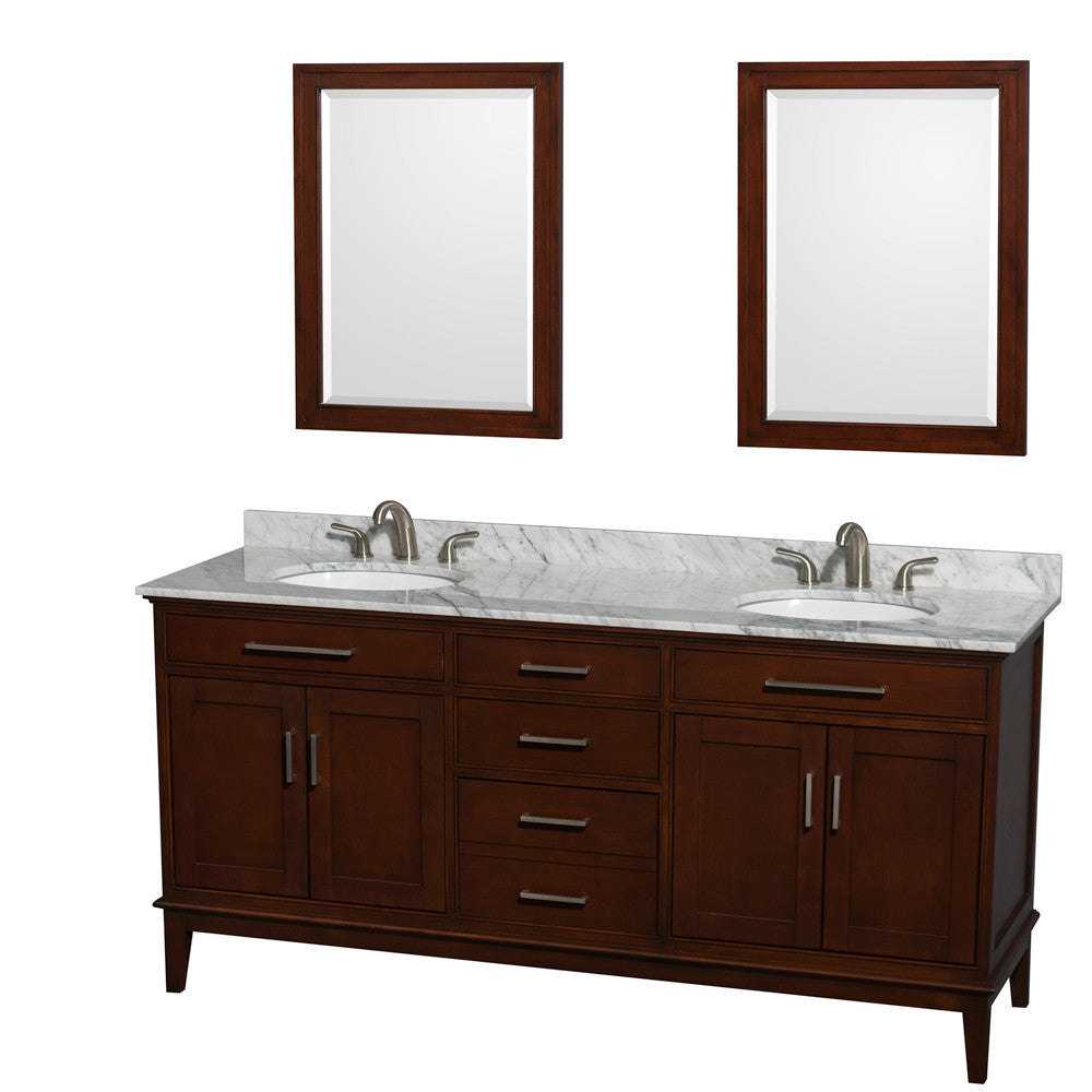 Hatton 72-Inch Double Bathroom Vanity - Dark Chestnut