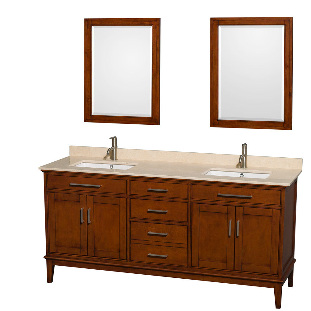 Hatton 72-Inch Double Bathroom Vanity - Light Chestnut