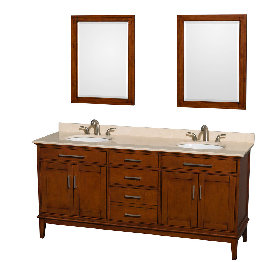 Hatton 72-Inch Double Bathroom Vanity - Light Chestnut