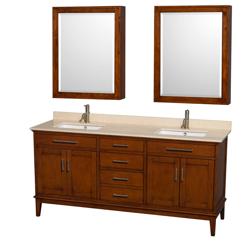 Hatton 72-Inch Double Bathroom Vanity - Light Chestnut