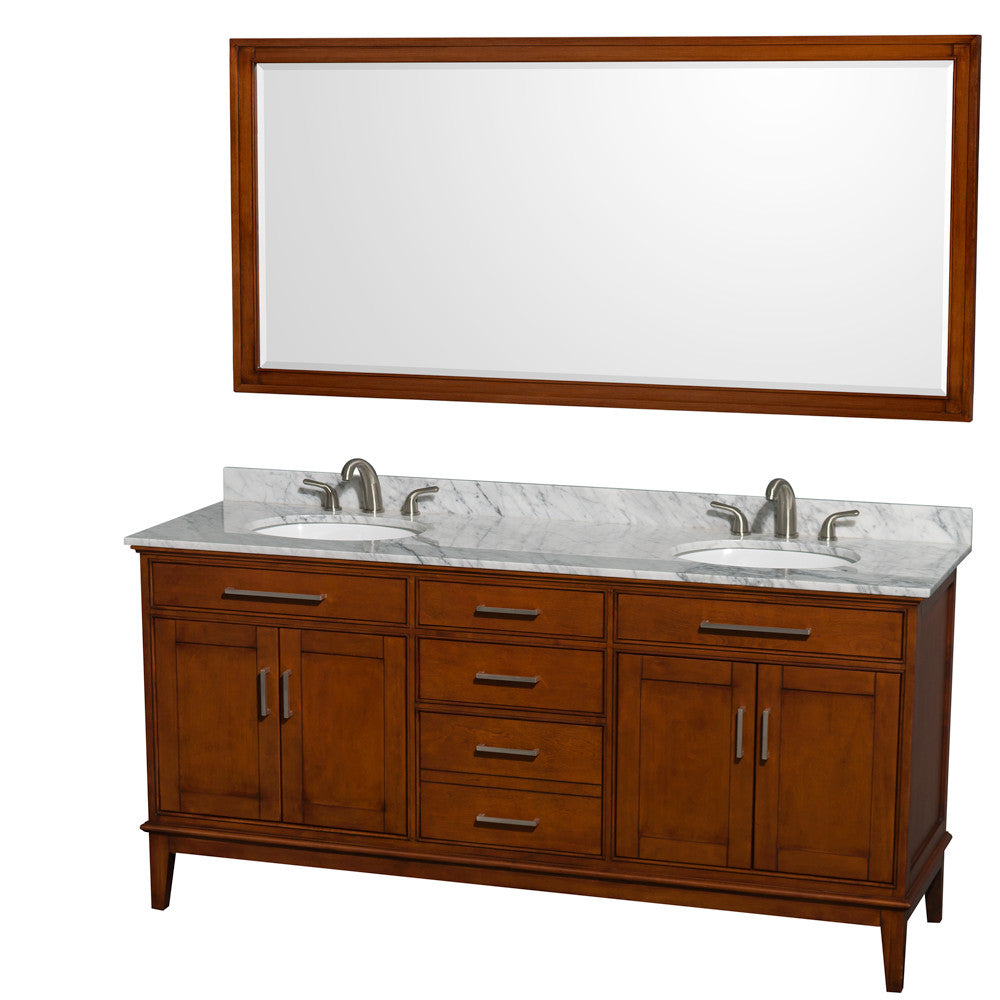 Hatton 72-Inch Double Bathroom Vanity - Light Chestnut