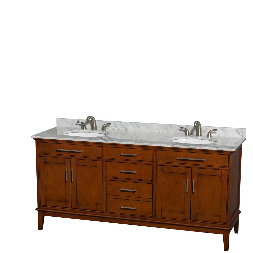 Hatton 72-Inch Double Bathroom Vanity - Light Chestnut