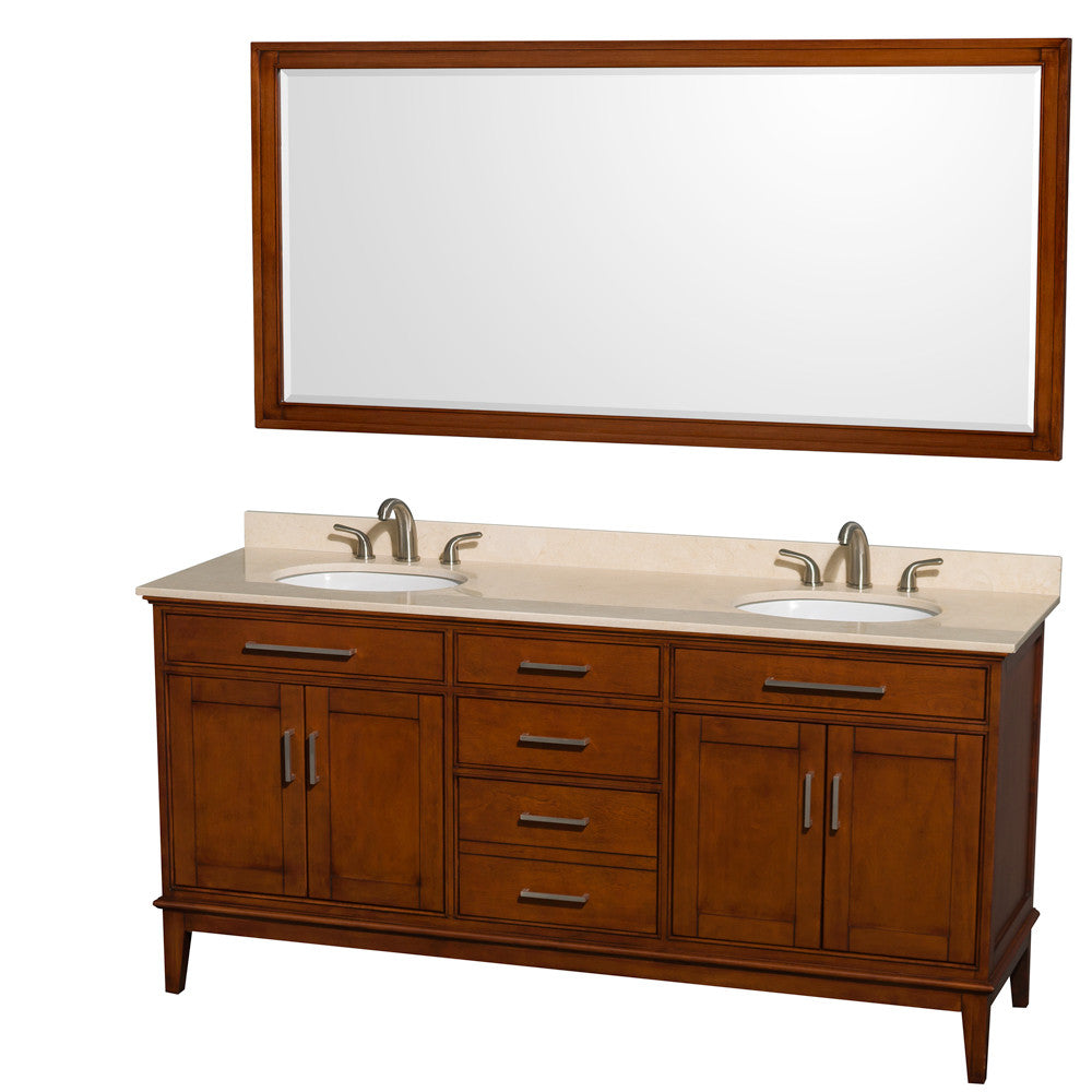 Hatton 72-Inch Double Bathroom Vanity - Light Chestnut