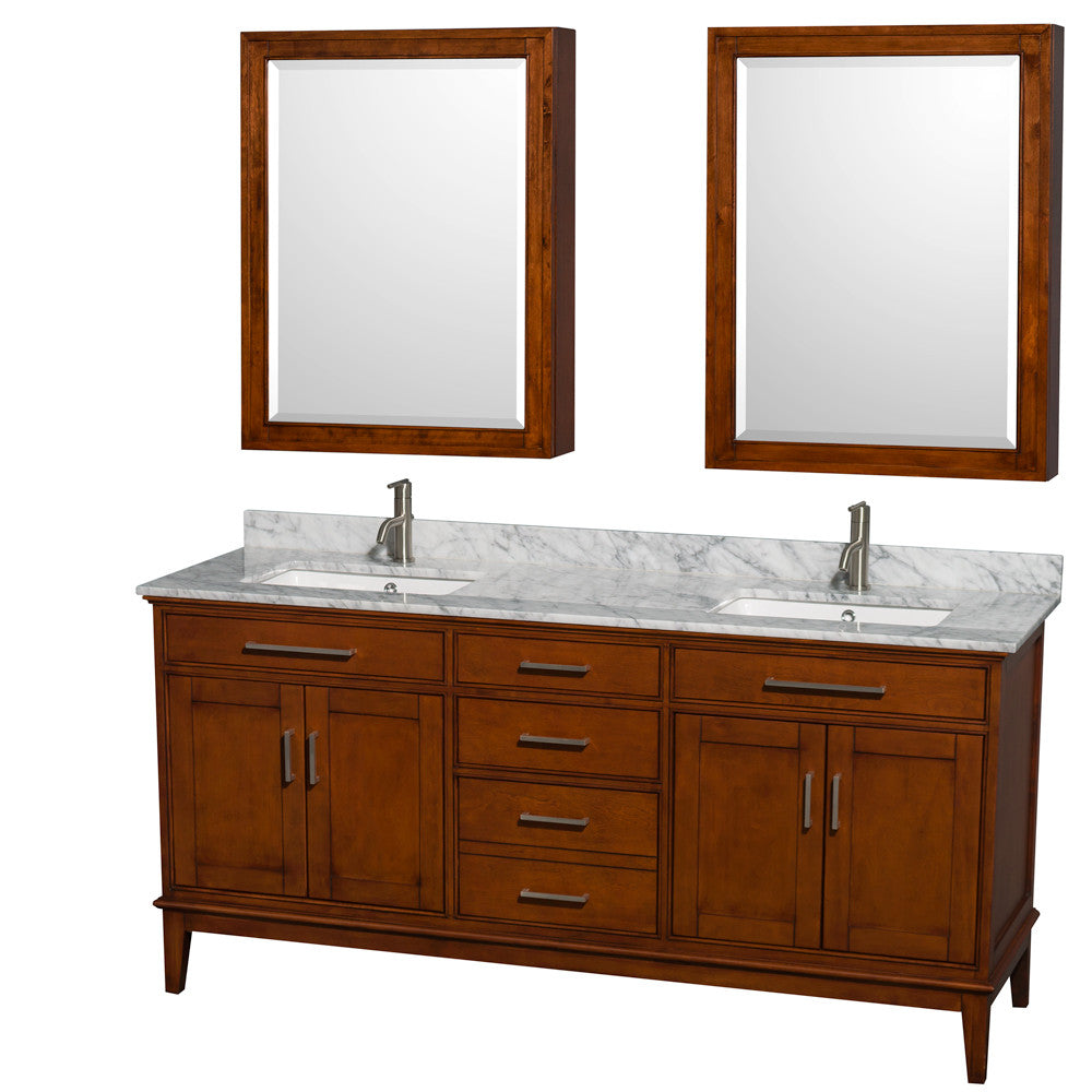Hatton 72-Inch Double Bathroom Vanity - Light Chestnut
