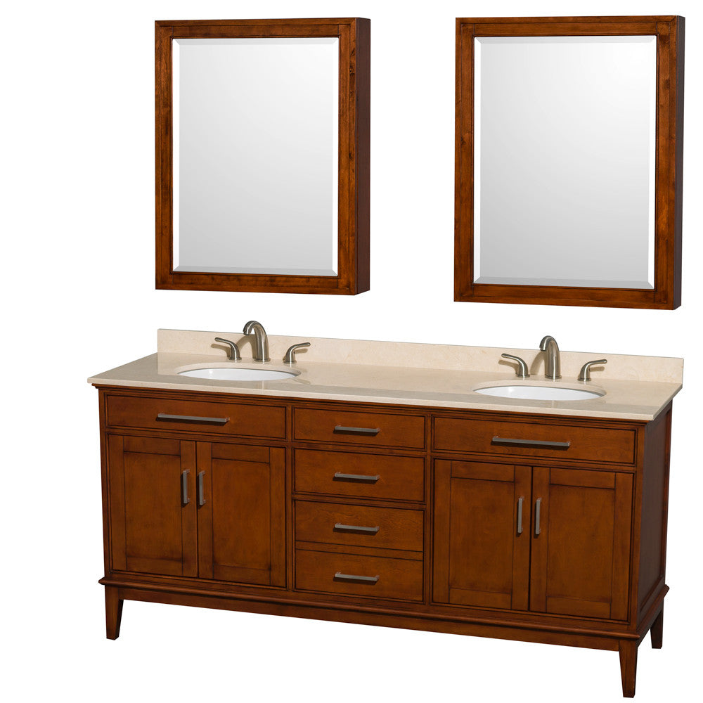 Hatton 72-Inch Double Bathroom Vanity - Light Chestnut