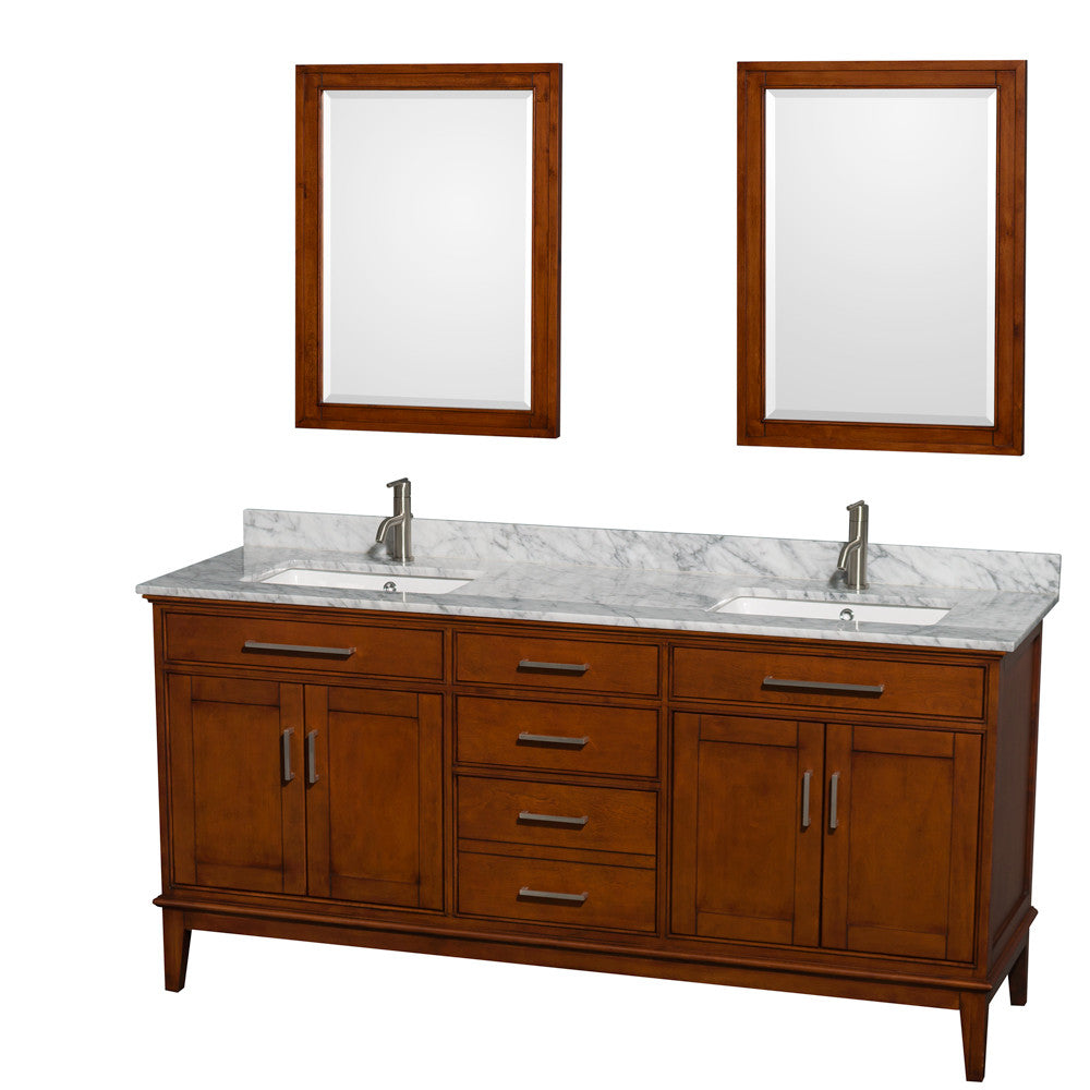Hatton 72-Inch Double Bathroom Vanity - Light Chestnut