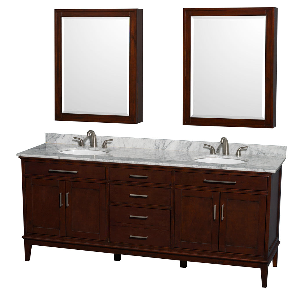 Hatton 80-Inch Double Bathroom Vanity - Dark Chestnut