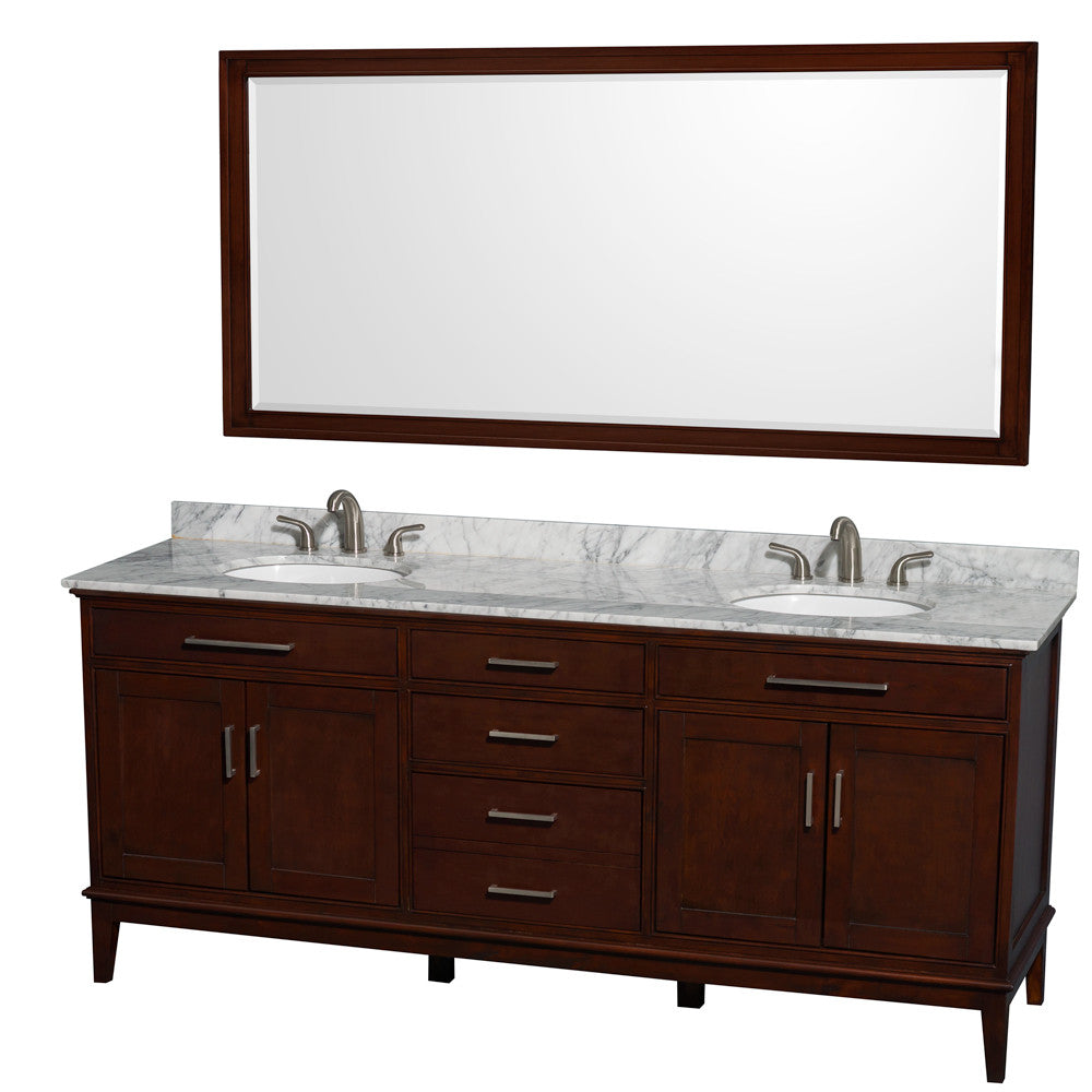 Hatton 80-Inch Double Bathroom Vanity - Dark Chestnut