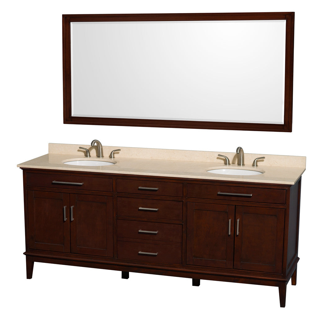 Hatton 80-Inch Double Bathroom Vanity - Dark Chestnut