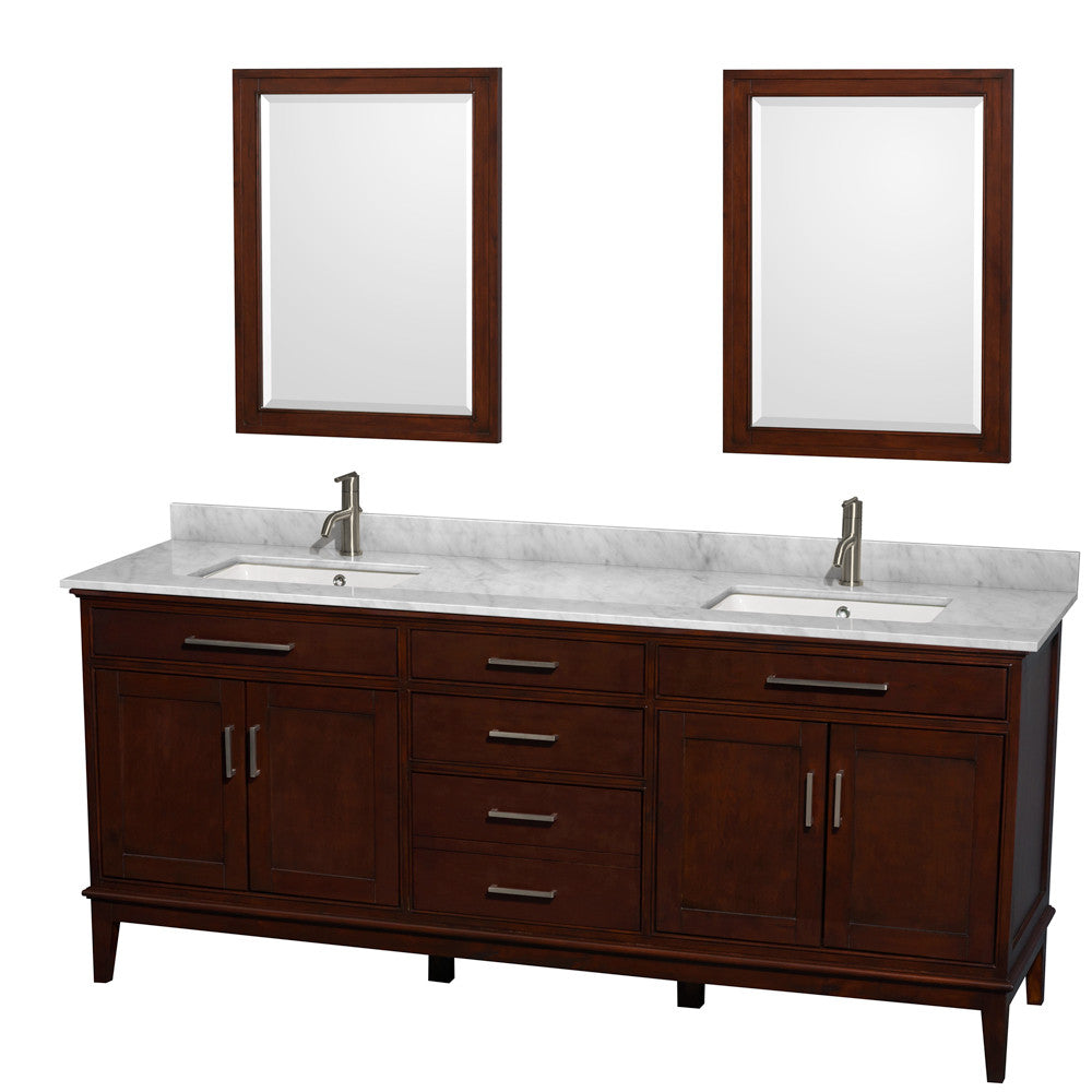 Hatton 80-Inch Double Bathroom Vanity - Dark Chestnut