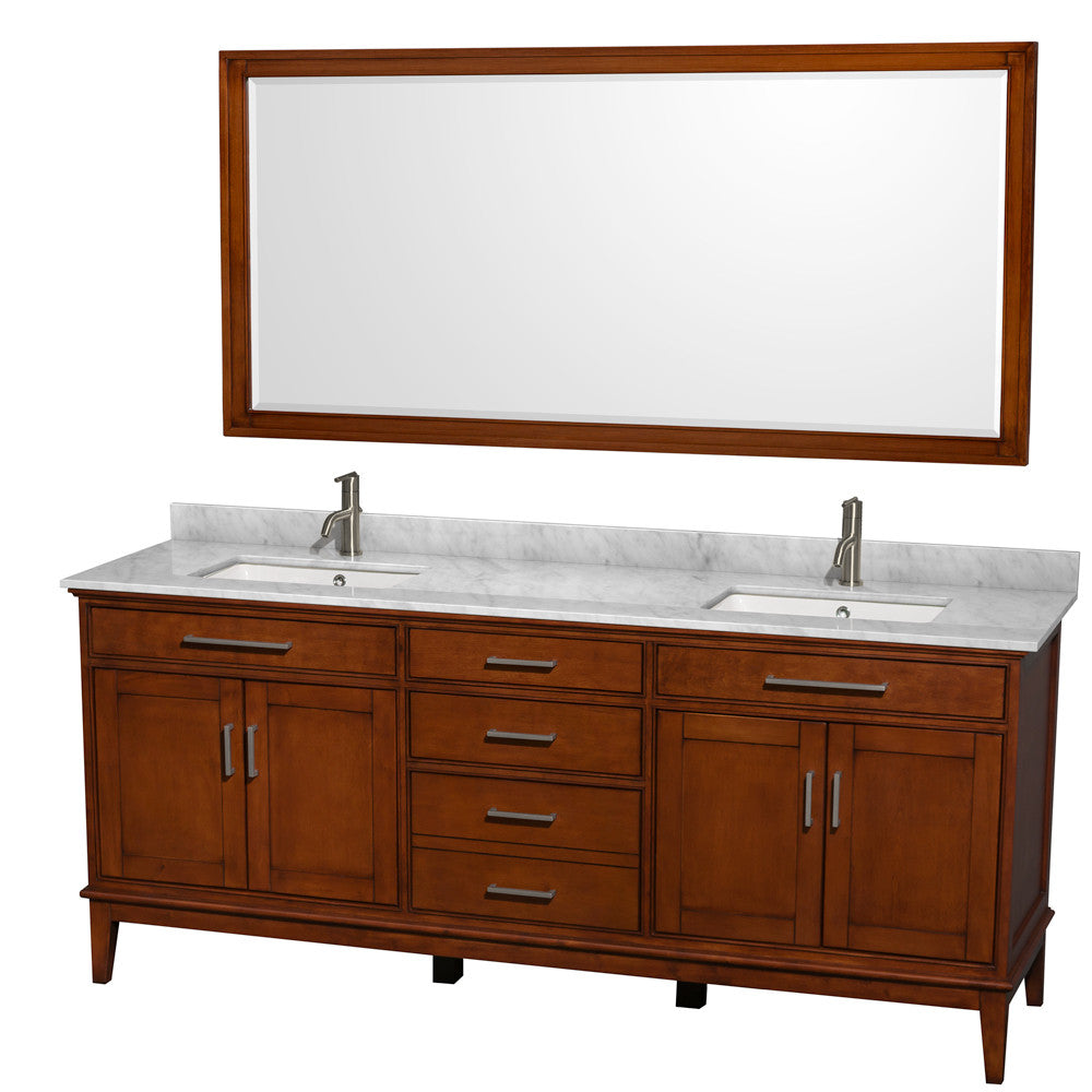 Hatton 80-Inch Double Bathroom Vanity - Light Chestnut