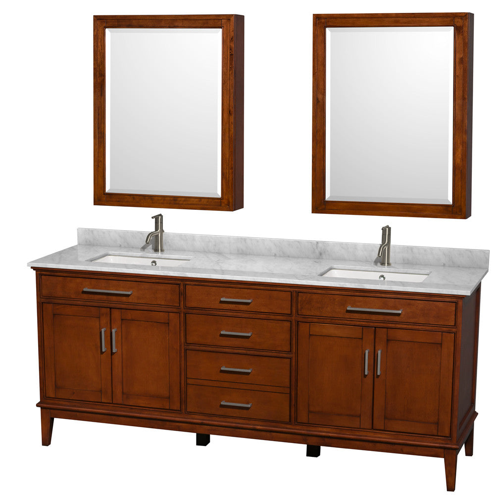 Hatton 80-Inch Double Bathroom Vanity - Light Chestnut