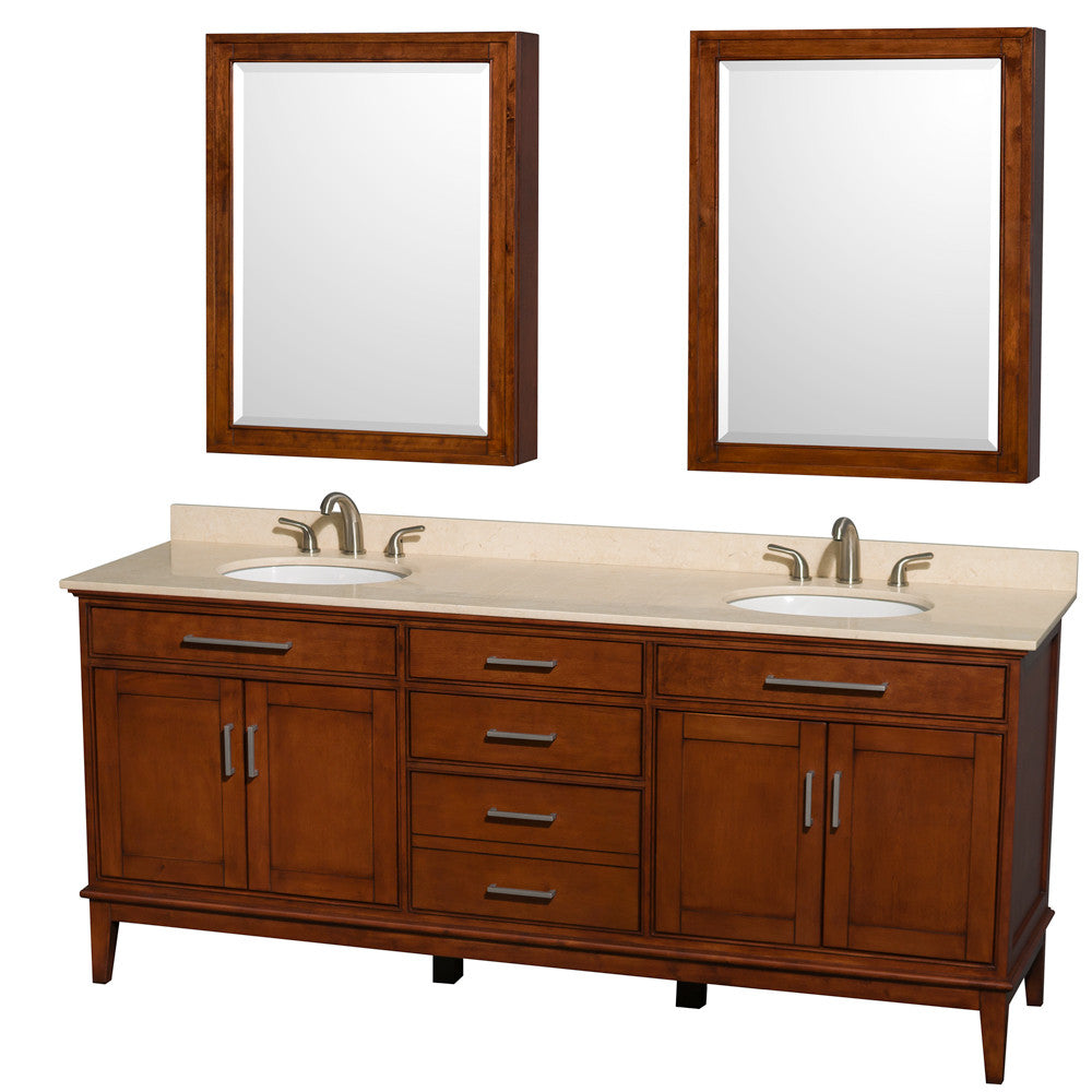 Hatton 80-Inch Double Bathroom Vanity - Light Chestnut