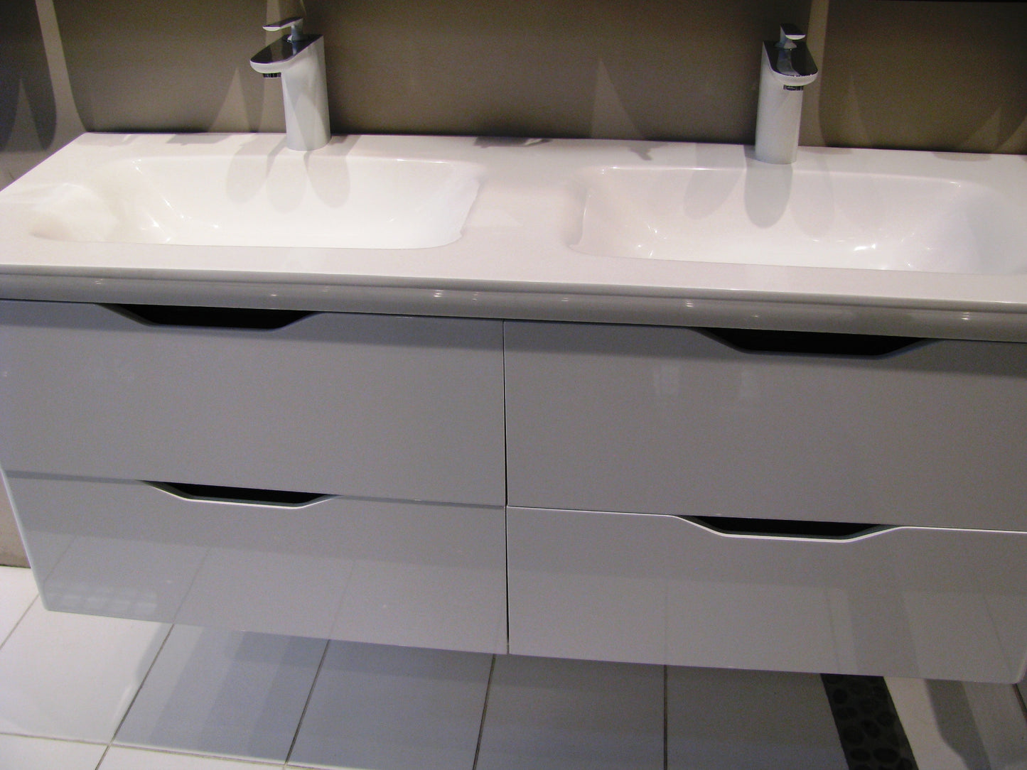 Aquamoon Terzo Double Sink Modern Bathroom Vanity Set - White