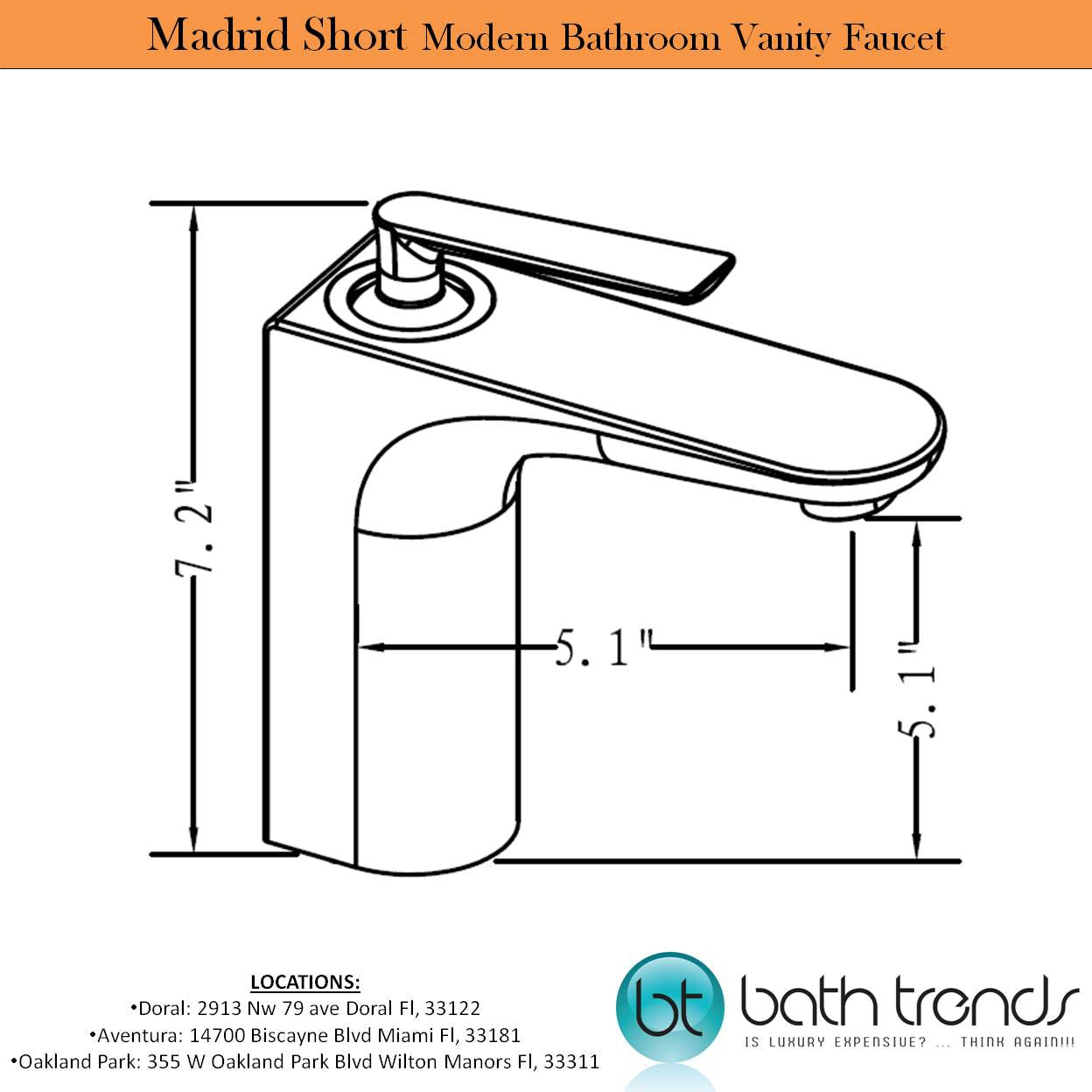 Aquamoon Madrid Single Hole Mount Bathroom Faucet Brushed Nickel