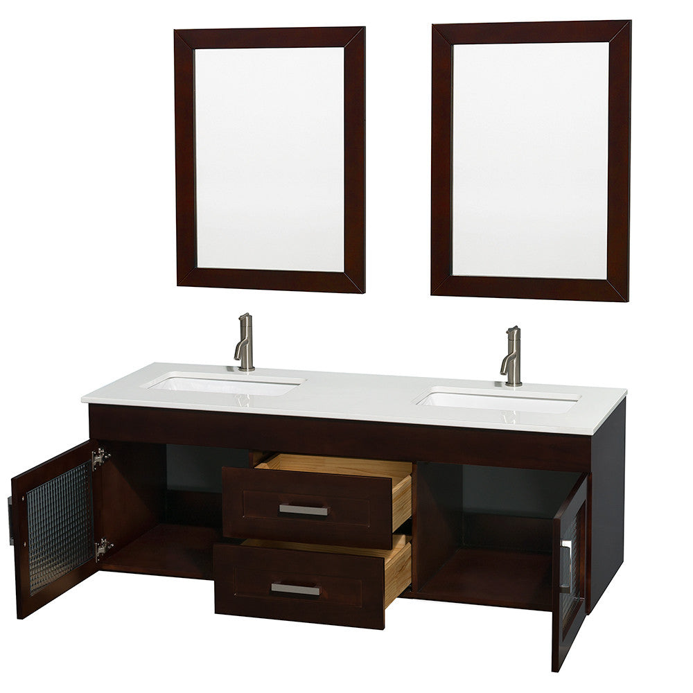 WYNDHAM COLLECTION Manola 60-Inch Double Wall-Mounted Bathroom Vanity Set - Espresso