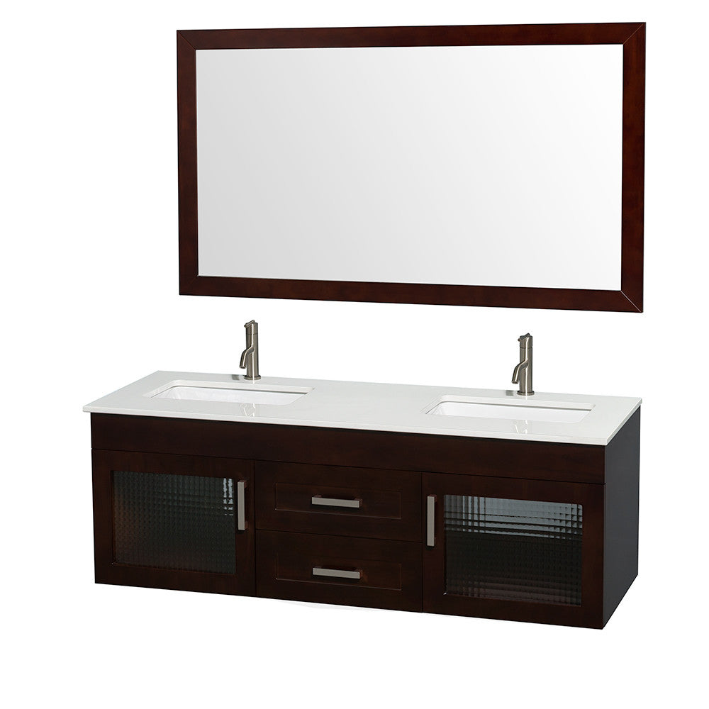 WYNDHAM COLLECTION Manola 60-Inch Double Wall-Mounted Bathroom Vanity Set - Espresso