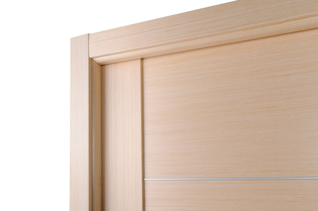 Maximum 201 Interior Door In A Bleach Oak Finish W/ Aluminum Strips