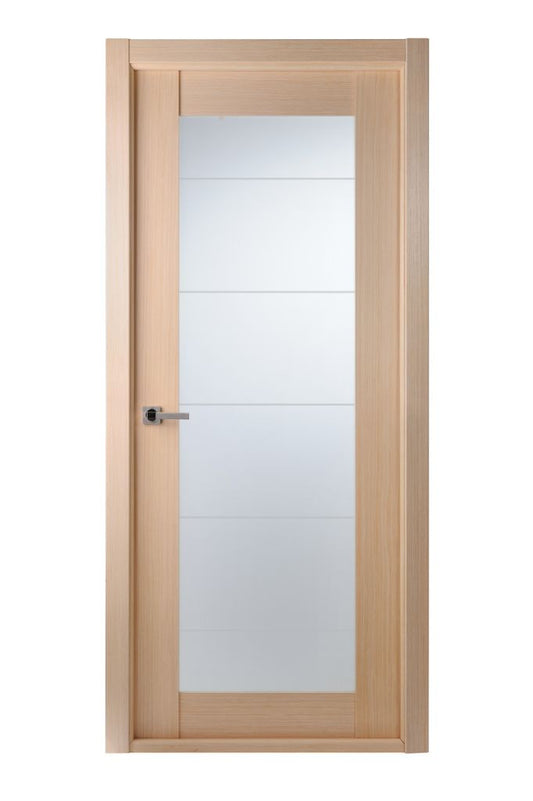 Maximum 209 Interior Door In A Bleach Oak Finish W/ Frosted Glass