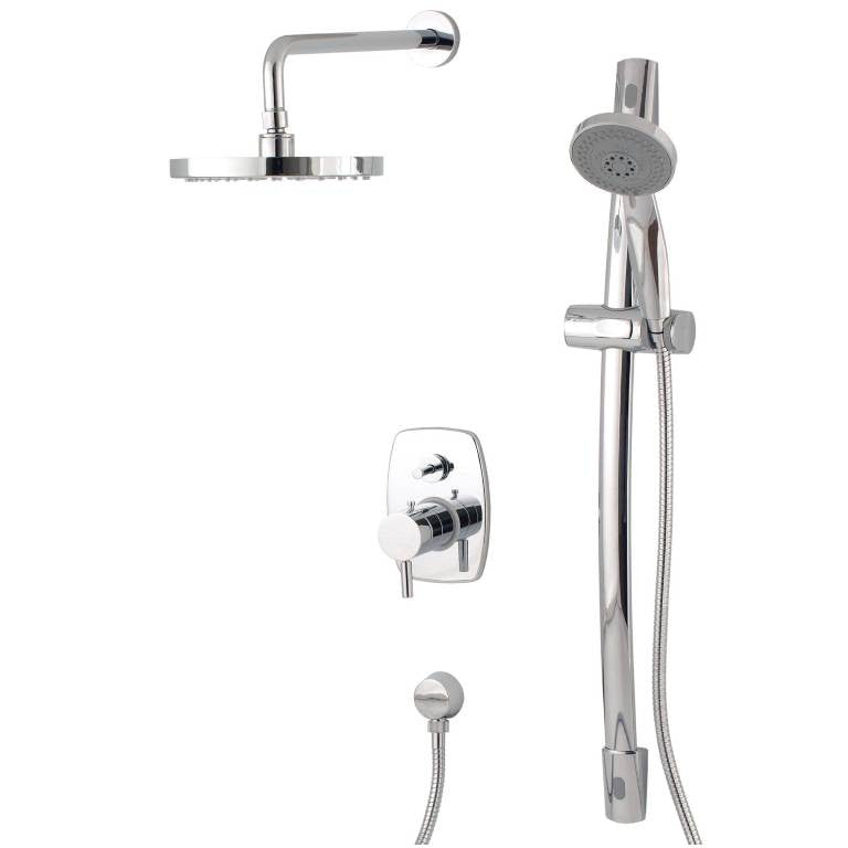 Mz Minima Modern Bathroom Thermostatic Shower Set W/ Hand Shower - Chrome Or Brushed Nickel