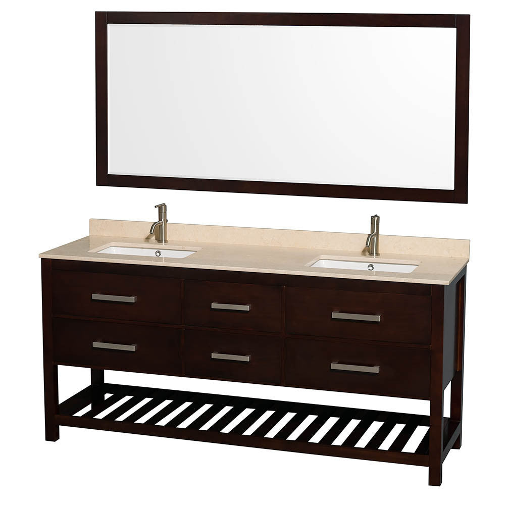 WYNDHAM COLLECTION Natalie 72-Inch Double Bathroom Vanity - Espresso