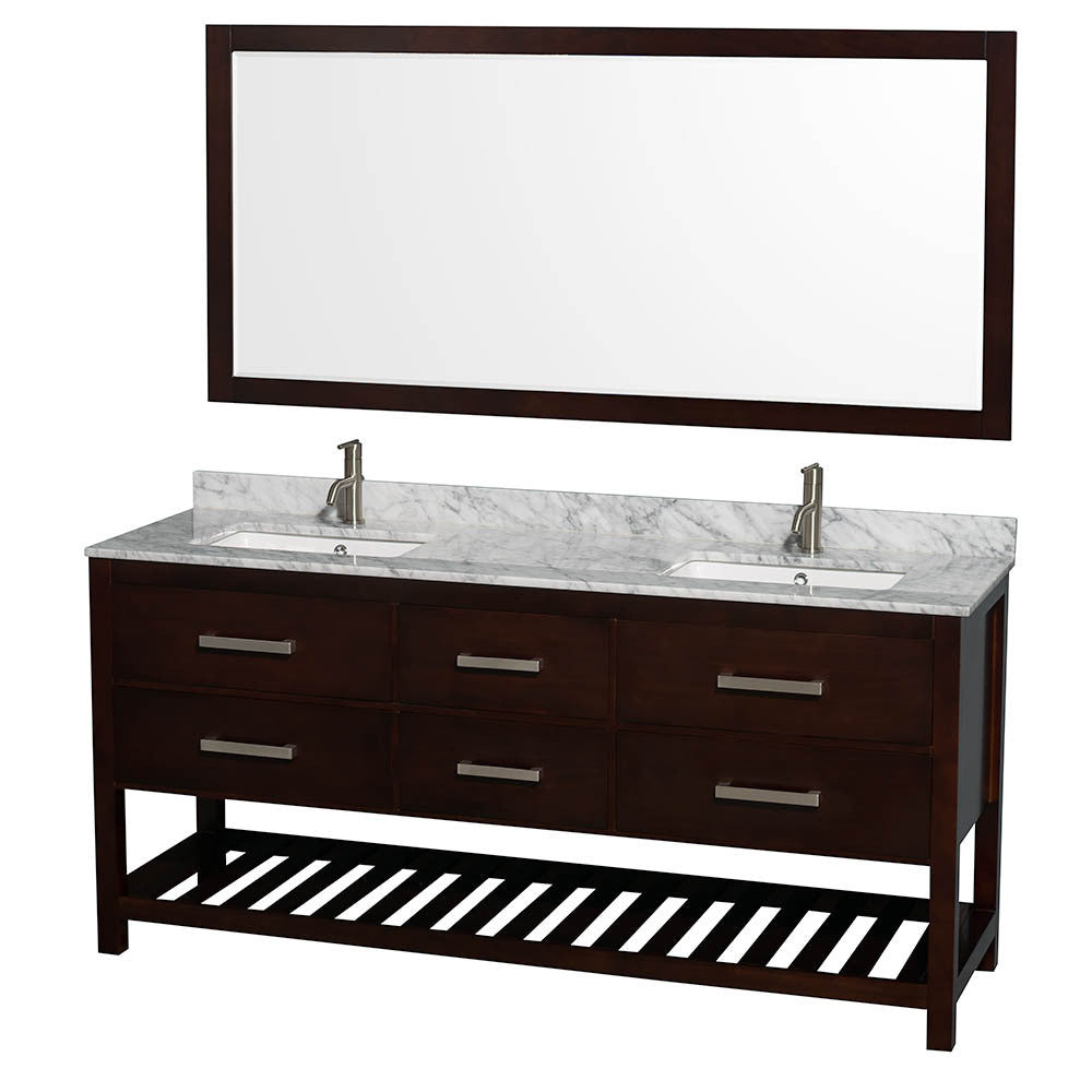 WYNDHAM COLLECTION Natalie 72-Inch Double Bathroom Vanity - Espresso