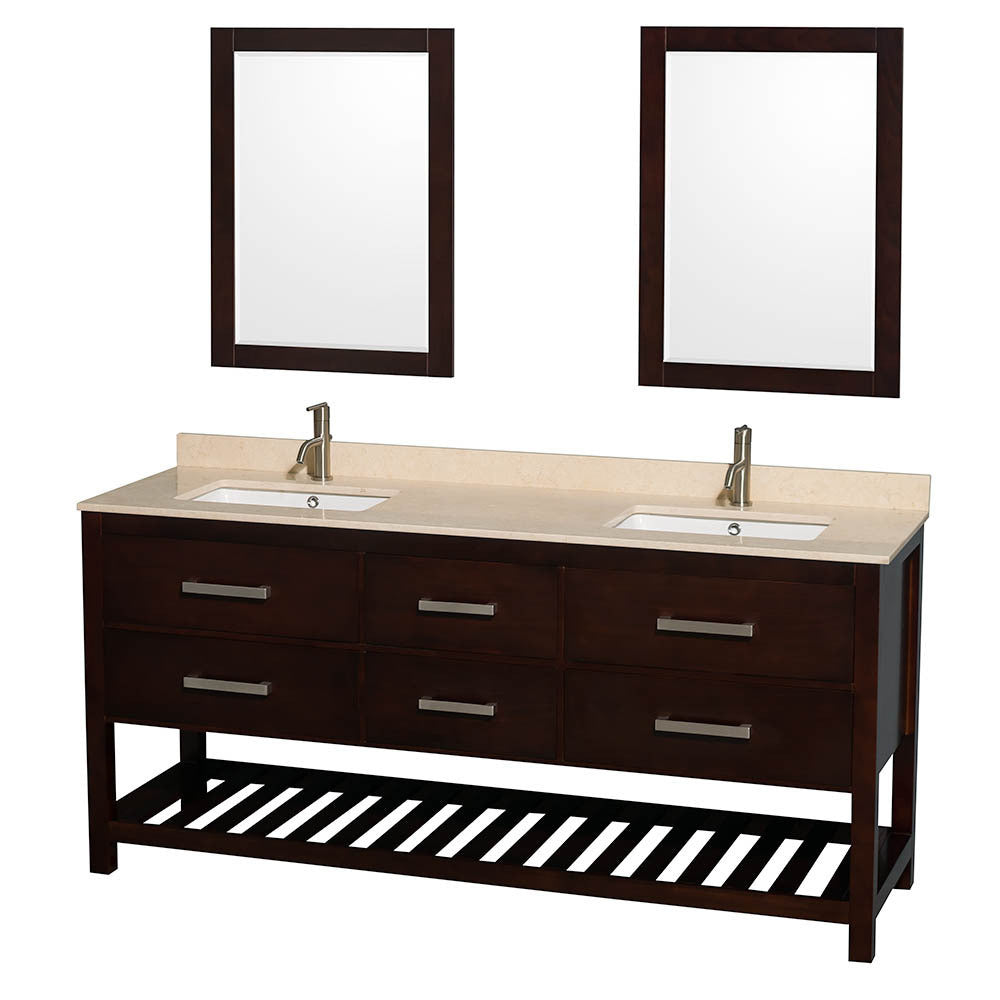 WYNDHAM COLLECTION Natalie 72-Inch Double Bathroom Vanity - Espresso