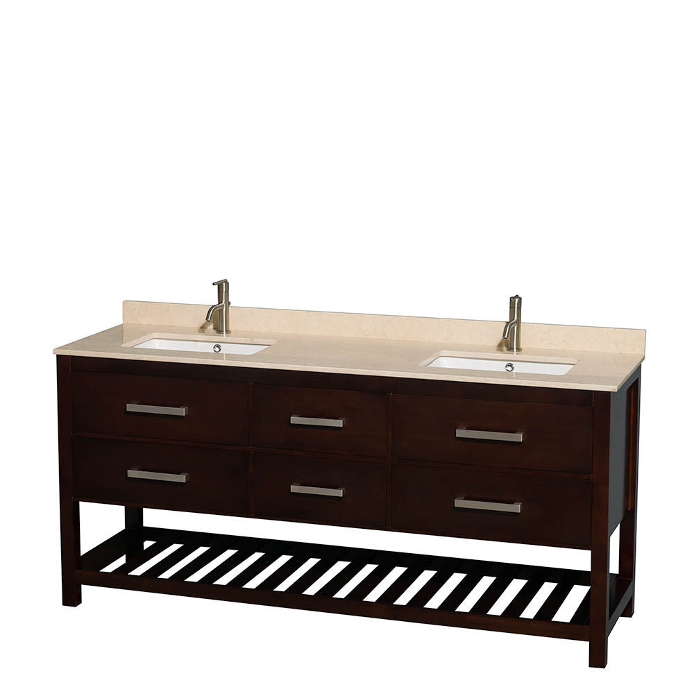 WYNDHAM COLLECTION Natalie 72-Inch Double Bathroom Vanity - Espresso