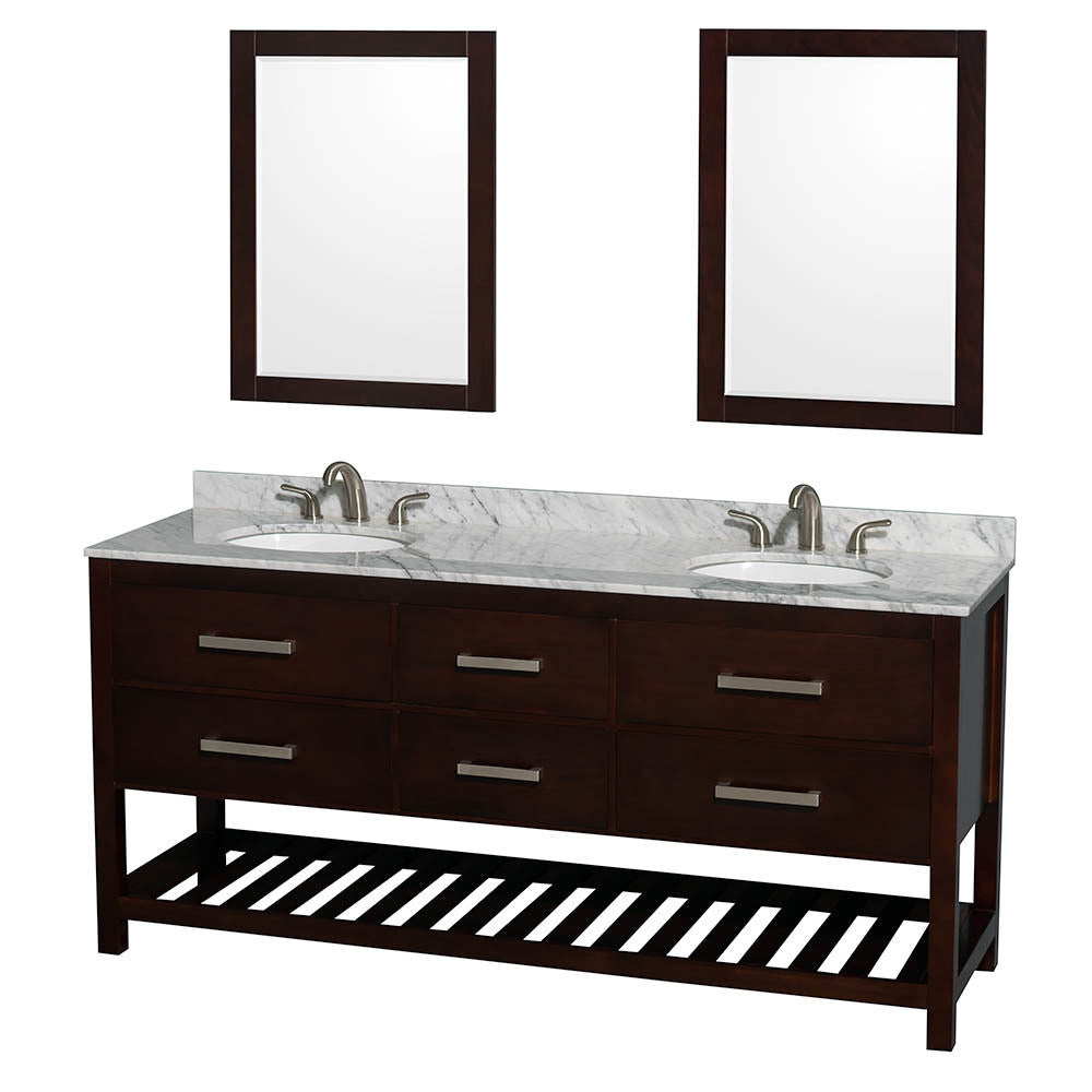 WYNDHAM COLLECTION Natalie 72-Inch Double Bathroom Vanity - Espresso