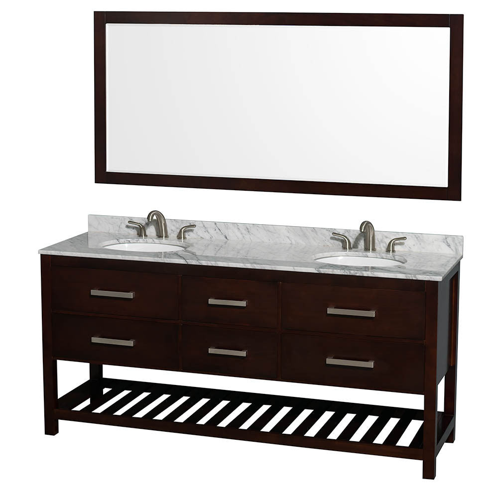WYNDHAM COLLECTION Natalie 72-Inch Double Bathroom Vanity - Espresso