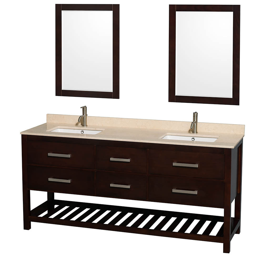 WYNDHAM COLLECTION Natalie 72-Inch Double Bathroom Vanity - Espresso