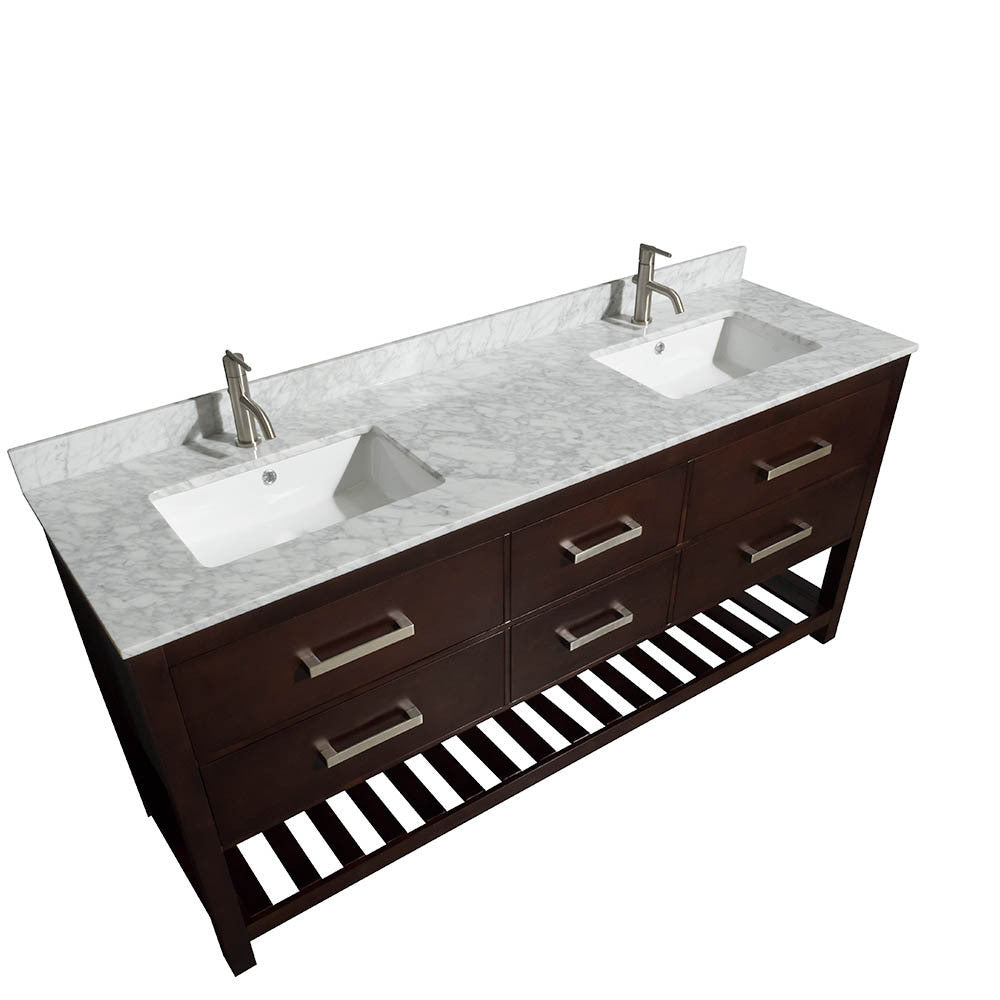 WYNDHAM COLLECTION Natalie 72-Inch Double Bathroom Vanity - Espresso