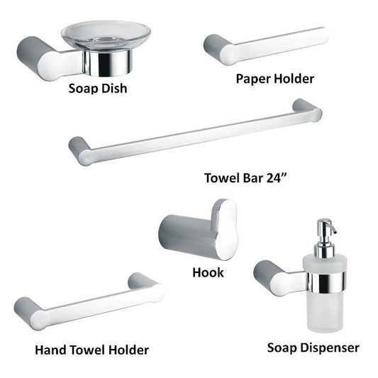 AQUA DECOR ACC 36 6-Piece Modern Bathroom Accessory Set - Chrome