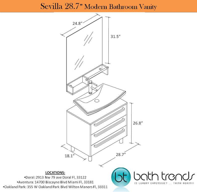 Aqua Decor Sevilla 28.7 Espresso Modern Bathroom Vanity Set
