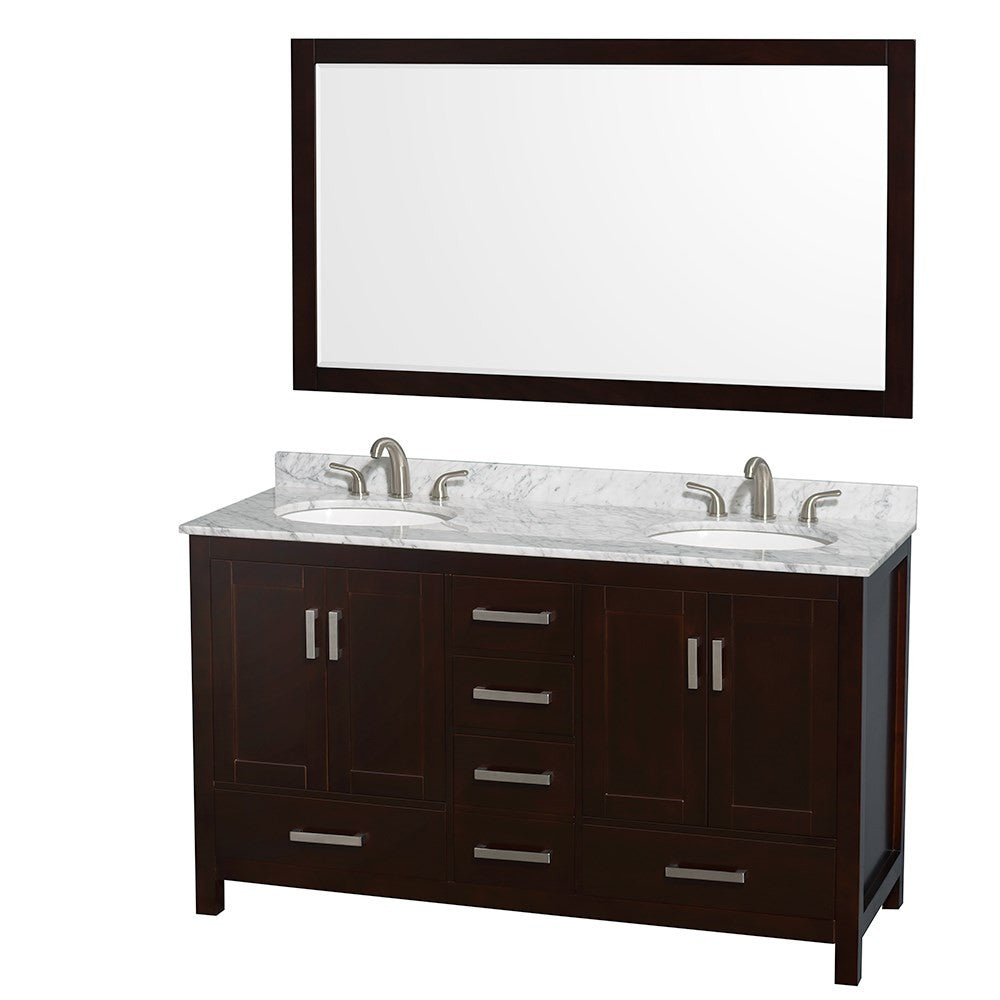 WYNDHAM COLLECTION Sheffield 60-Inch Double Bathroom Vanity - Espresso