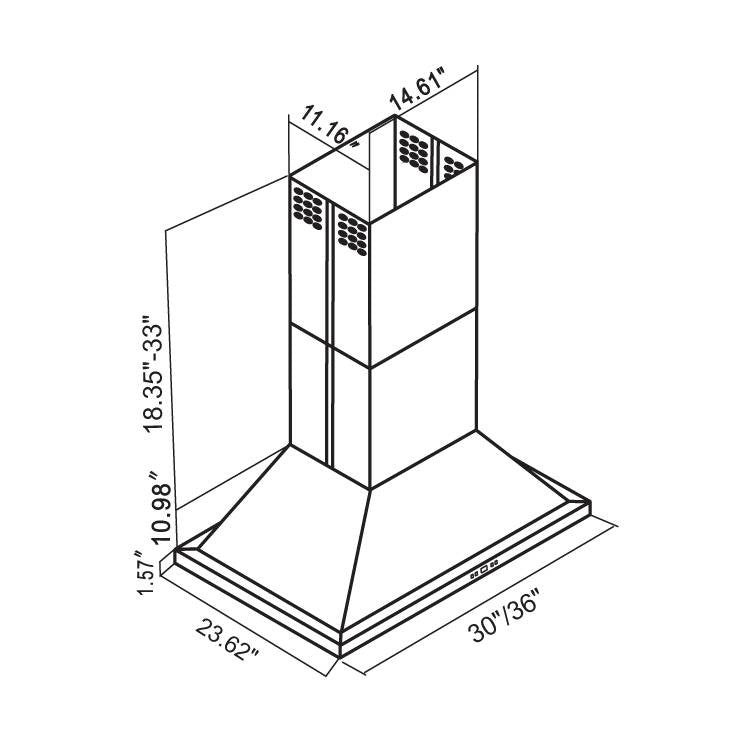 Cavaliere SV218B2-I 36" Island Mounted Range Hood