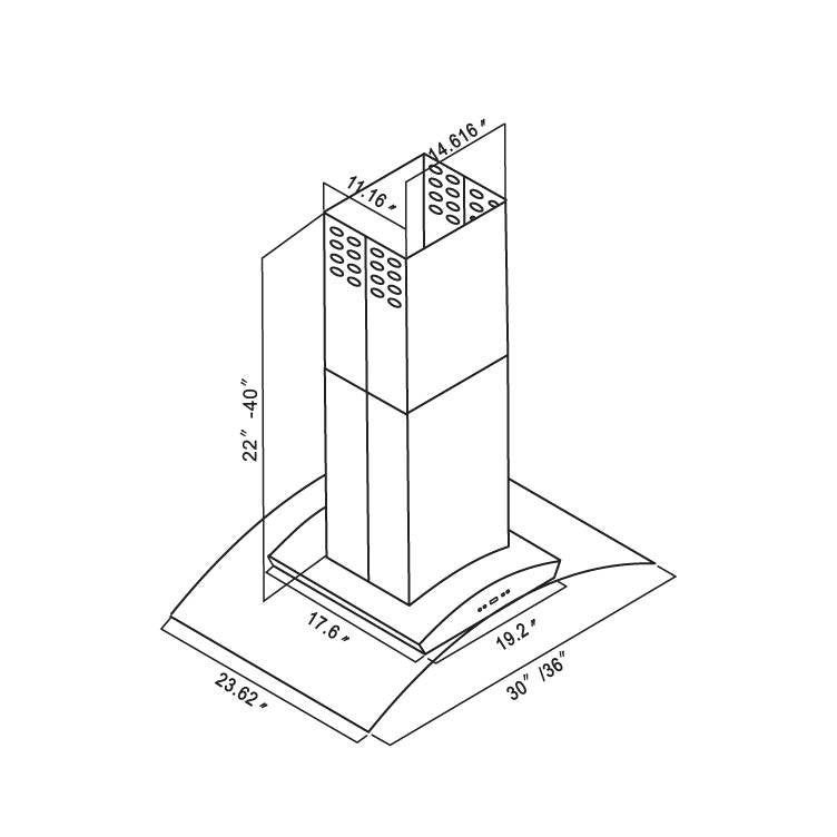 Cavaliere SV218D-I 36" Island Mounted Range Hood